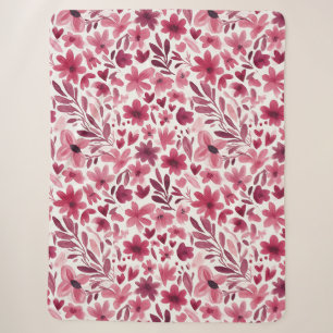 Creme Mädchenhaft Rosa Rote Blumen Herzen Sherpadecke