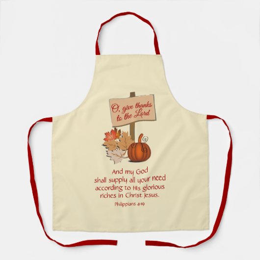 Creme | MEIN GOTT WIRD LIEFERN | Christliche Schri Schürze (Vorderseite)