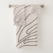 Creme Minimal Abstrakte Linien Badhandtuch Set (Insitu)