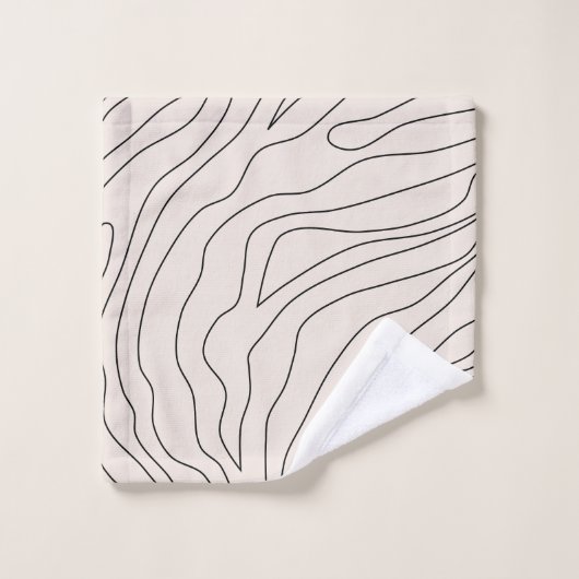 Creme Minimal Abstrakte Linien Badhandtuch Set (Waschlappen)