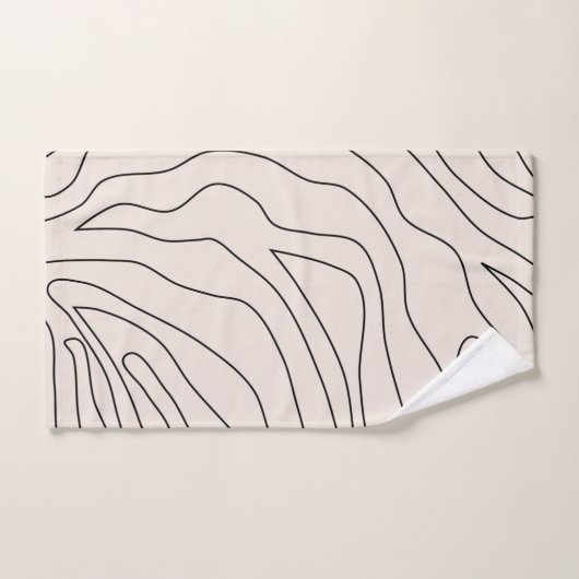 Creme Minimal Abstrakte Linien Badhandtuch Set (Handtuch)