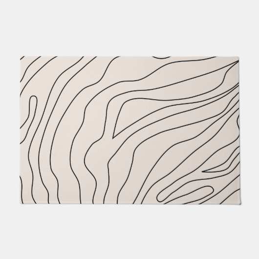 Creme Minimal Abstrakte Linien Fußmatte (Vorderseite)