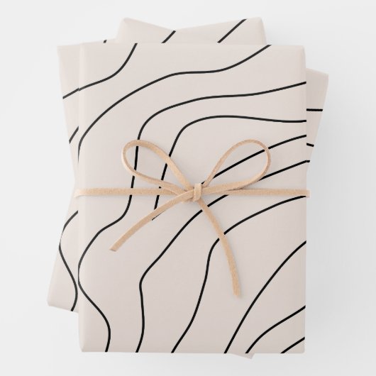 Creme Minimal Abstrakte Linien Geschenkpapier Set (Beispiel)