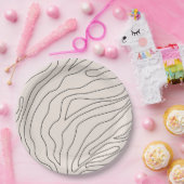 Creme Minimal Abstrakte Linien Pappteller (Party)