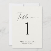 Creme Minimalistisch Wedding Tischnummer (Vorderseite)