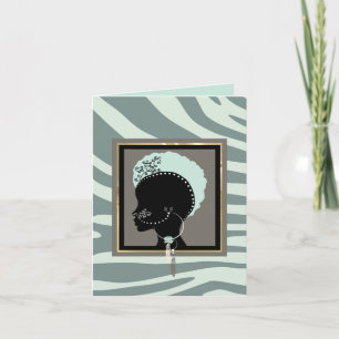 Creme, mintgrün und schwarzer Zebradruck Feiertagskarte
