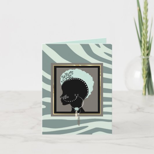 Creme, Minzgrün und schwarzer Zebradruck Feiertagskarte (Vorderseite)