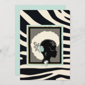 Creme, Minzgrün und schwarzer Zebradruck Feiertagskarte (Vorne/Hinten)