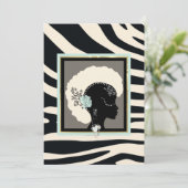 Creme, Minzgrün und schwarzer Zebradruck Feiertagskarte (Stehend Vorderseite)