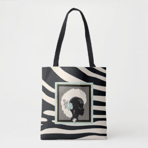 Creme, Minzgrün und schwarzer Zebradruck Tasche
