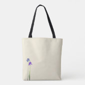 Creme mit Aquarell-Lila und Blau Iris Tasche (Rückseite)