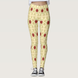 Creme mit Burgundy Floral Leggings