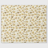 Creme mit goldenen funkelnden Herzen Geschenkpapier (Flach)