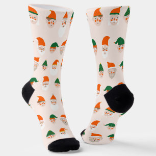 Creme mit wiederkehrenden Weihnachtsmann-Gesichter Socken
