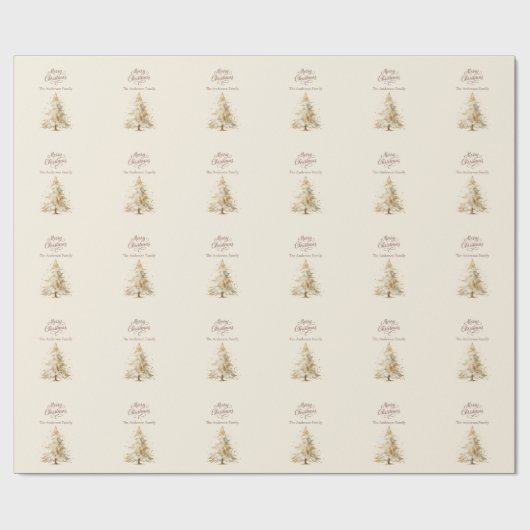 Creme mocha brauner Baumschnee Weihnachten Geschenkpapier (Flach)