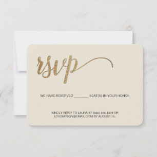 Creme Modern Gold RSVP keine Zusendung reservierte Karte