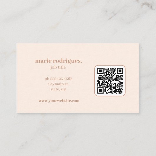 Creme Modern Scannable Visitenkarte (Rückseite)