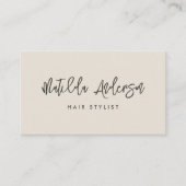 Creme moderne minimale Skripte QR CODE Visitenkarte (Vorderseite)