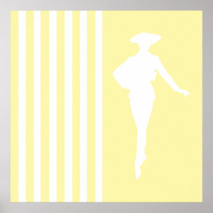 Creme Moderne Streifen mit Mode-Silhouette Poster