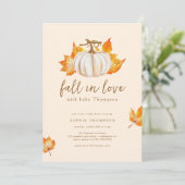 Creme | Moderner Pupkin-Herbst in Liebe Kinderdusc Einladung (Stehend Vorderseite)