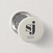 Creme-Monogramm-Initialen Button (Vorne & Hinten)
