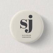 Creme-Monogramm-Initialen Button (Vorderseite)