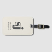 Creme-Monogramm-Initialen Gepäckanhänger (Vorderseite (Horizontal))