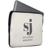 Creme-Monogramm-Initialen Laptopschutzhülle (Vorne Rechts)