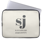 Creme-Monogramm-Initialen Laptopschutzhülle (Vorderseite)