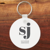 Creme-Monogramm-Initialen Schlüsselanhänger (Rückseite)