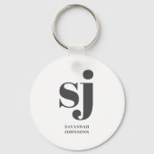 Creme-Monogramm-Initialen Schlüsselanhänger (Rückseite)