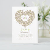 Creme-Monogramm Tulpe-Blume UAWG Hochzeit RSVP Karte (Stehend Vorderseite)