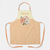 Creme oben mit Orange Streifen Blütenfarbe Schürze (Vorderseite)