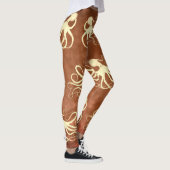 Creme Octopus auf Schokolade - Leggings (Rechts)