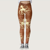 Creme Octopus auf Schokolade - Leggings (Vorderseite)