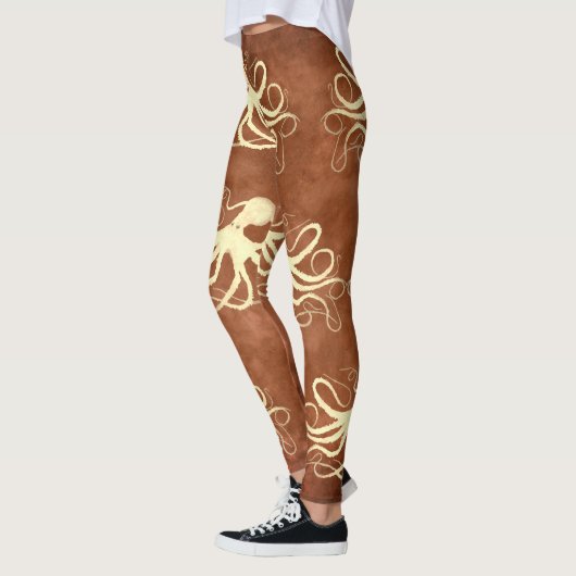Creme Octopus auf Schokolade - Leggings (Links)