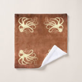 Creme Octopus on Chocolate - Set Handtuch (Waschlappen)
