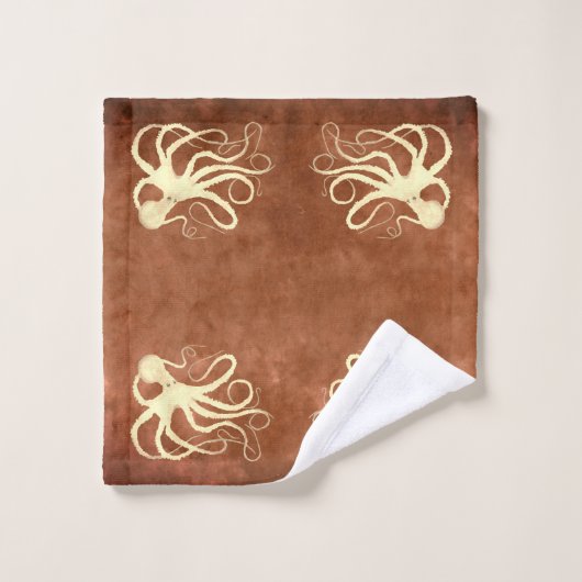 Creme Octopus on Chocolate - Set Handtuch (Waschlappen)