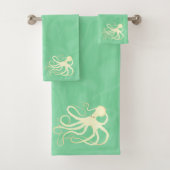 Creme Octopus on Mint - Badetuch Set (Insitu)