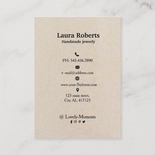 Creme-Off-White-Ohrring-Grafikkarte Visitenkarte (Rückseite)