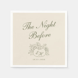 Creme-olivfarbene Monogramm-Probenabendservietten Serviette
