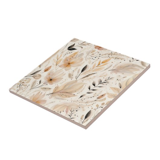 Creme-orange-Blumenmuster Fliese (Seite)