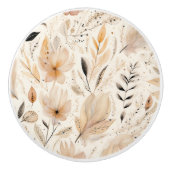 Creme-orange-Blumenmuster Keramikknauf (Vorderseite)