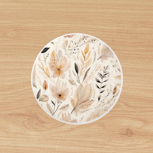 Creme-orange-Blumenmuster Keramikknauf