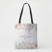 Creme Orange Sage Green Blume Tasche (Vorderseite)