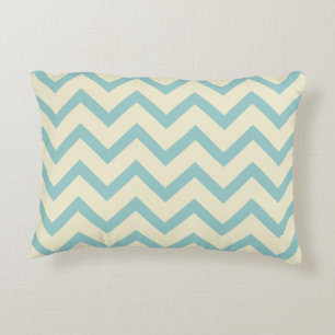 Creme & Pastel Aquamarin Zickzack Zigzag Muster Zierkissen