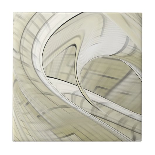 Creme Pastel Herbst Abstrakte Kunst Fliese (Vorderseite)