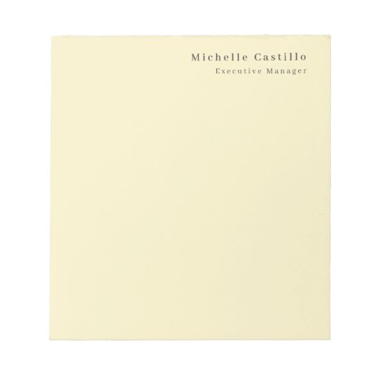 Creme Pastellfarbe Minimalistischer Moderner Einfa Notizblock (Vorderseite)