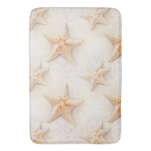 Creme Peach Beach Starfish Badematte (Vorderseite Vertikal)