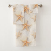 Creme Peach Beach Starfish Badhandtuch Set (Insitu)